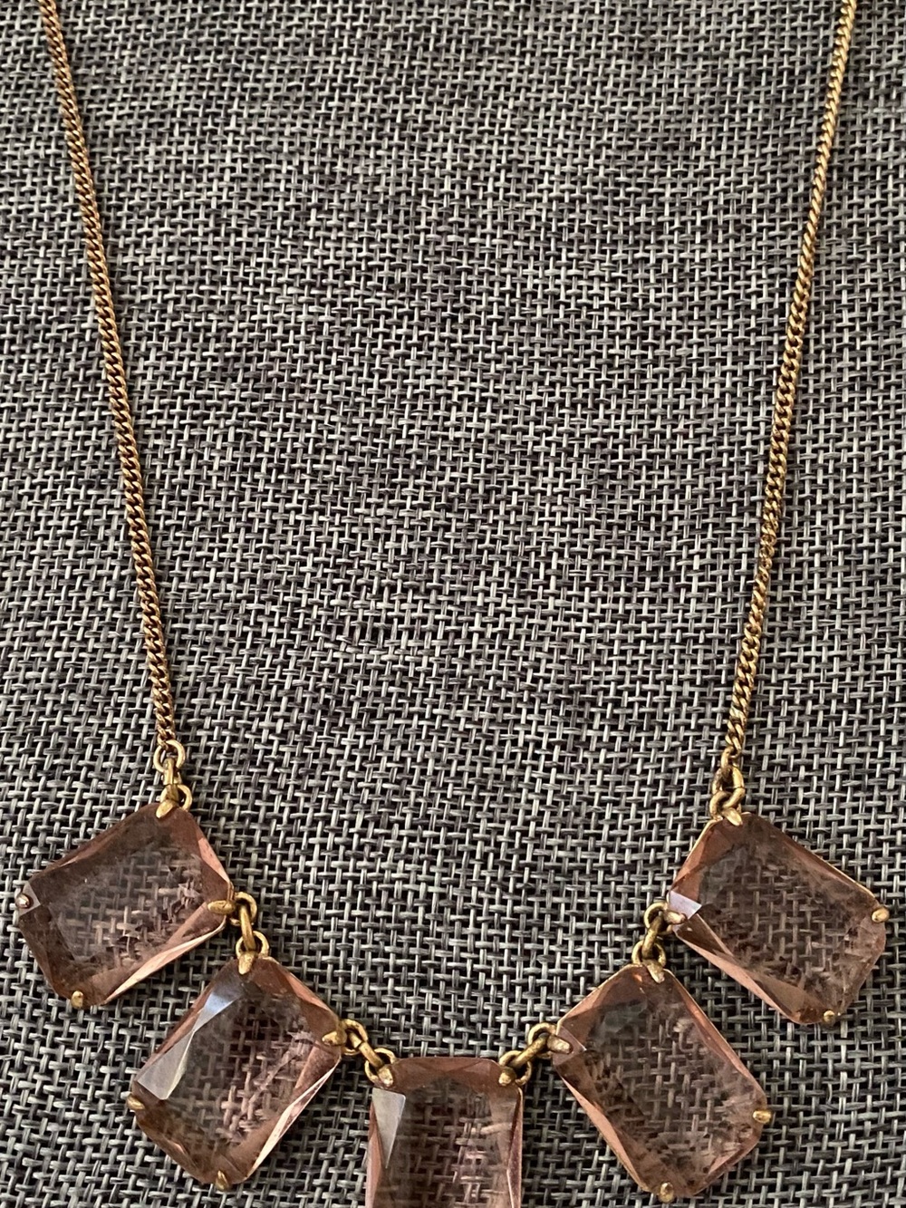 J. Crew Gold-Tone Necklace with Light Pink Rectangular Stones